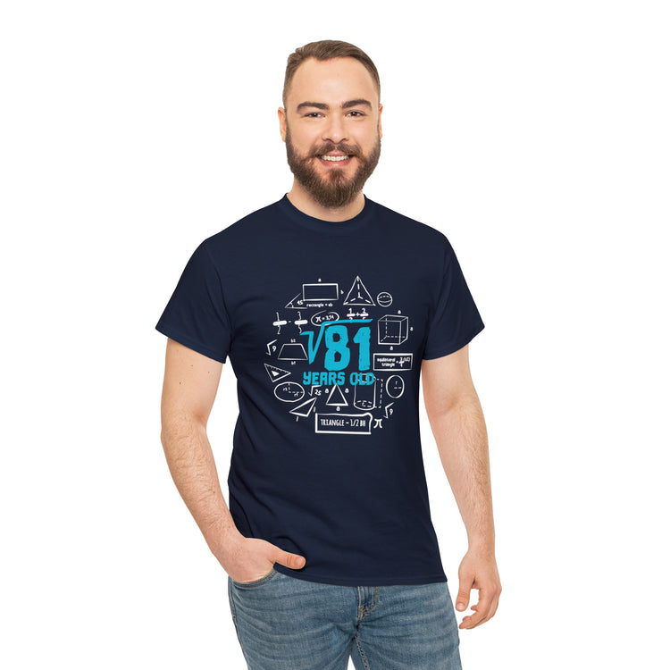 Shirt Funny Square Root 9th Birthdays Graphic Math Geek Numerical T-Shirt Unisex Heavy Cotton Tee