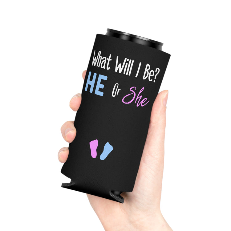 What Will I Be He or She Gender Reveal Can Cooler