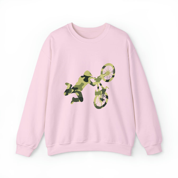 Humorous Military Colors Pattern Bicycle Two-Wheeler Cyclist Unisex Crewneck Sweatshirt