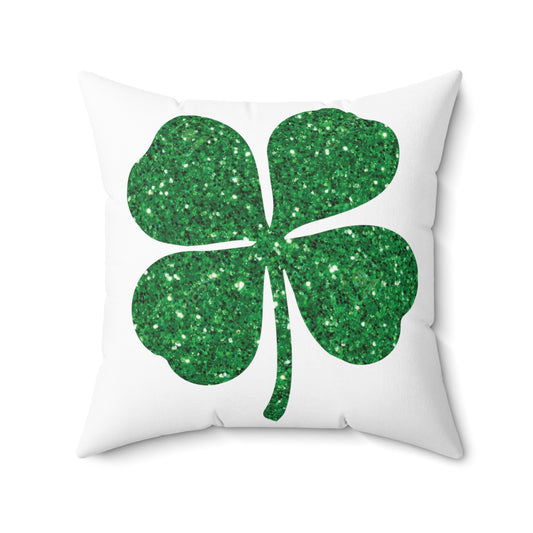 Motivational Glittery Shamrocks Festivities Clovers Festivals Graphic Mockery Spun Polyester Square Pillow