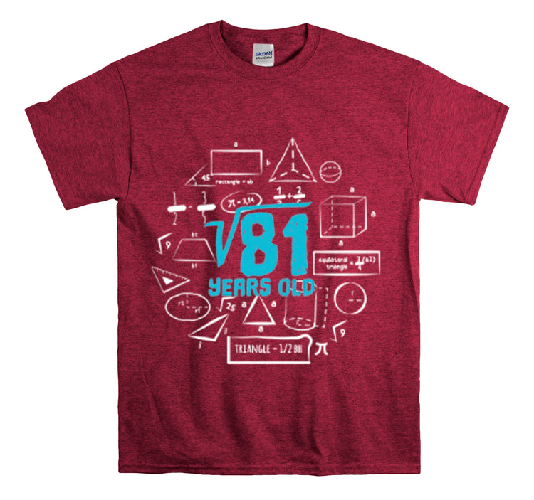 Shirt Funny Square Root 9th Birthdays Graphic Math Geek Numerical T-Shirt Unisex Heavy Cotton Tee