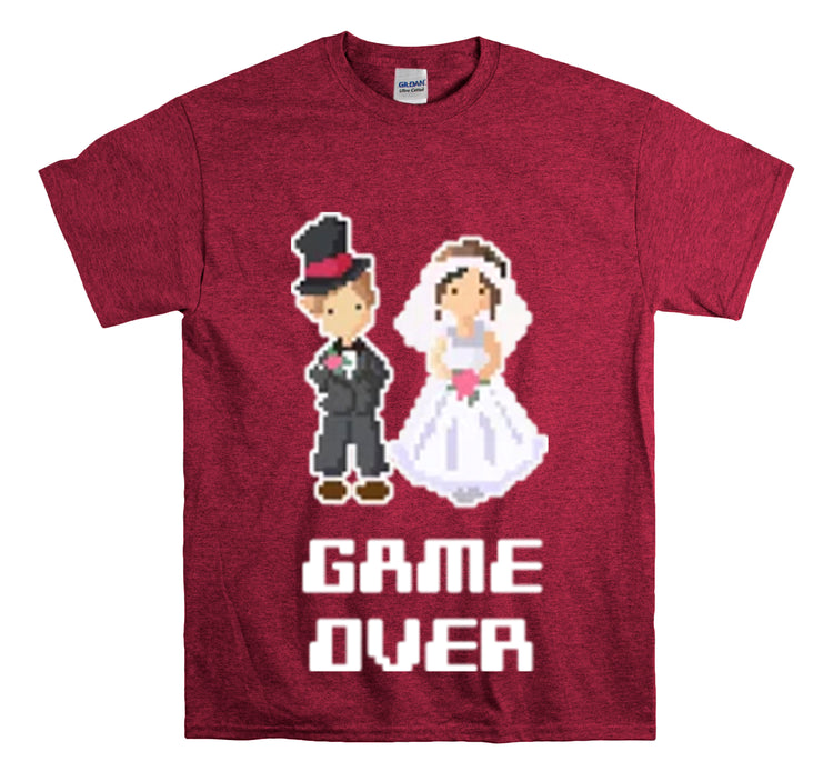 Shirt Funny Game Over Mr And Mrs Just Married Wedding Party Love T-Shirt Unisex Heavy Cotton Tee