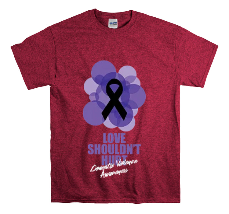 Shirt Funny Love Never Cause Pain Stop Domestic Violence Support Empowerment AwarenessT-Shirt Unisex Heavy Cotton Tee