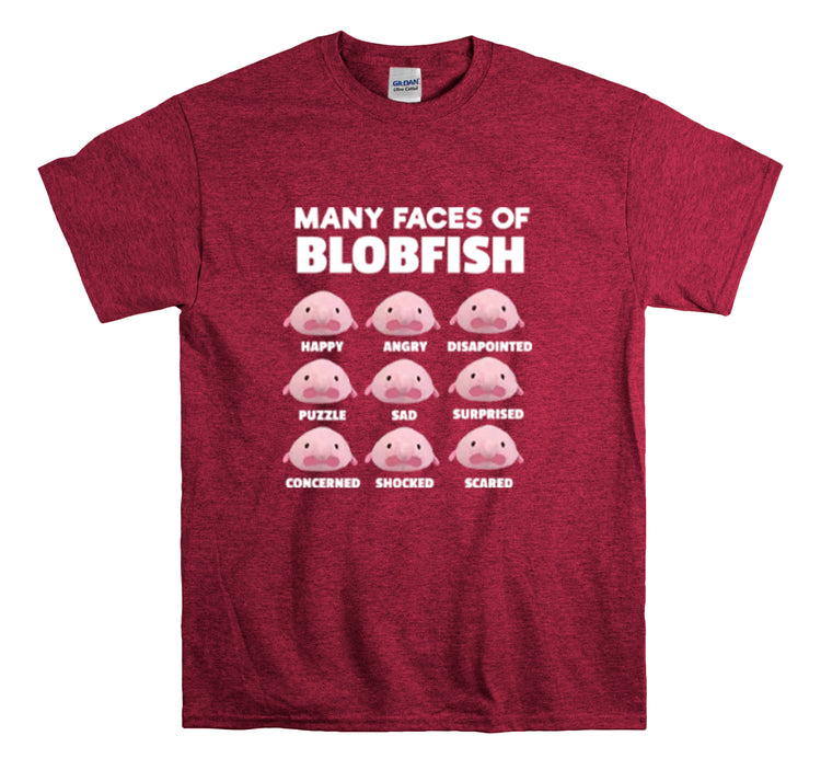 Shirt Funny Many Faces Of Blobfish Ugly Weird creatures viral lovers Humorous Memes T-Shirt Unisex Heavy Cotton Tee