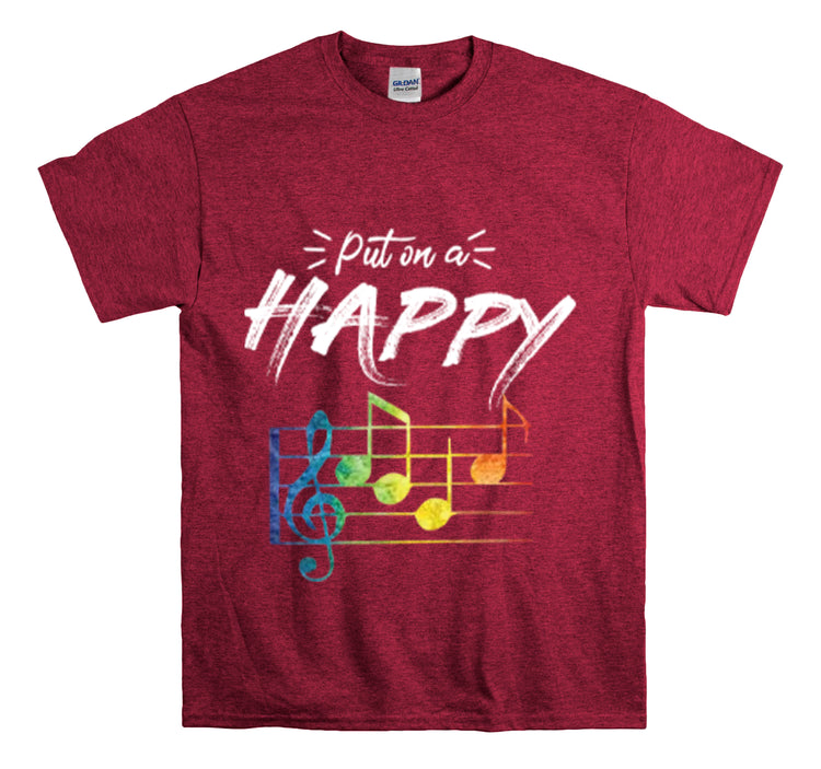 Shirt Funny Put On Smiling Faces Positive Music Lover Musical Instrument Melody Retro T-Shirt Unisex Heavy Cotton Tee