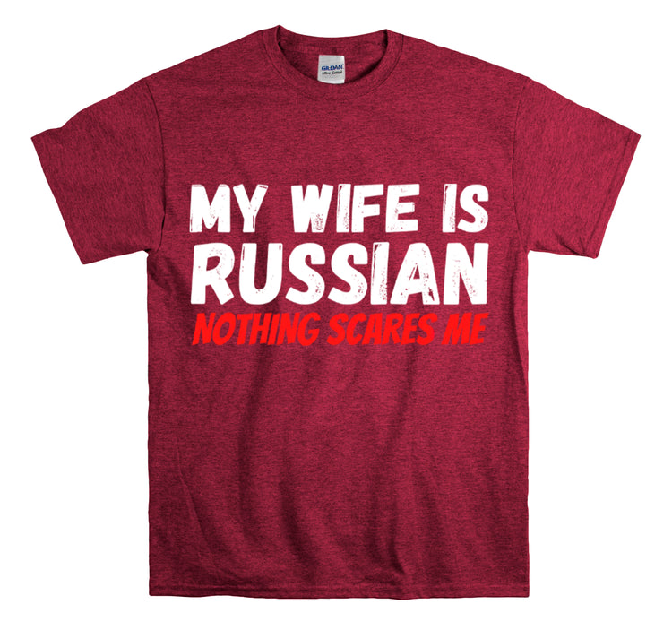 Shirt Funny My Wife's Russian Introvert Sayings Heritage Spouse T-Shirt Unisex Heavy Cotton Tee