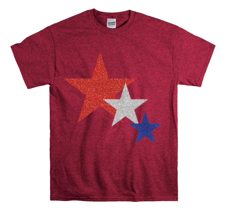 Shirt Funny Three Stars Fourth Of July Fireworks Holiday  Hilarious Patriotic Party T-Shirt Unisex Heavy Cotton Tee