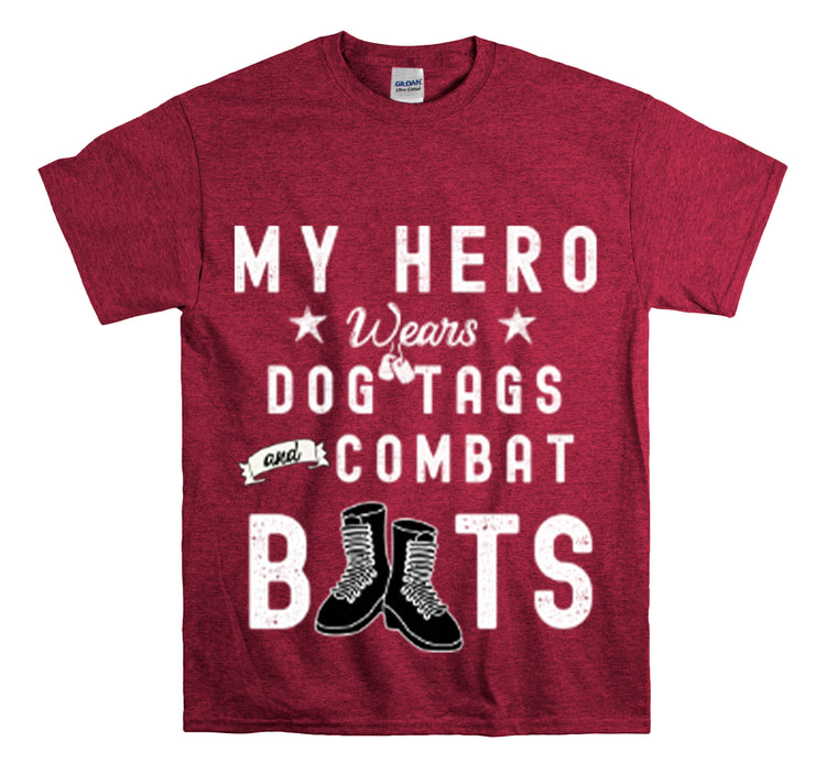 Shirt Funny My Soldier Wears Dog Tag Boots Quote Military Patriotic T-Shirt Unisex Heavy Cotton Tee