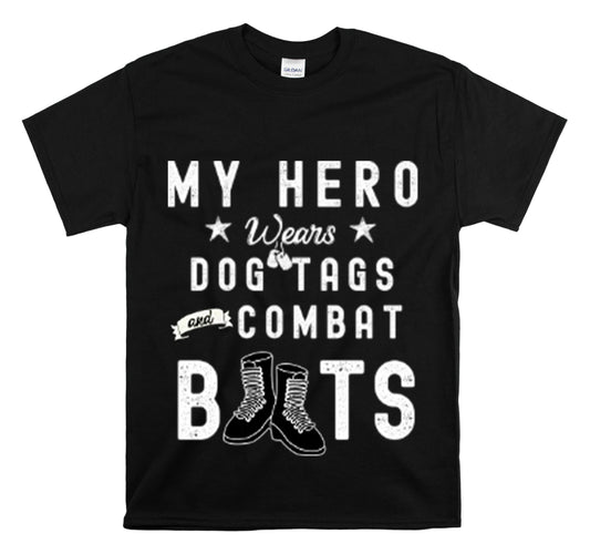 Shirt Funny My Soldier Wears Dog Tag Boots Quote Military Patriotic T-Shirt Unisex Heavy Cotton Tee