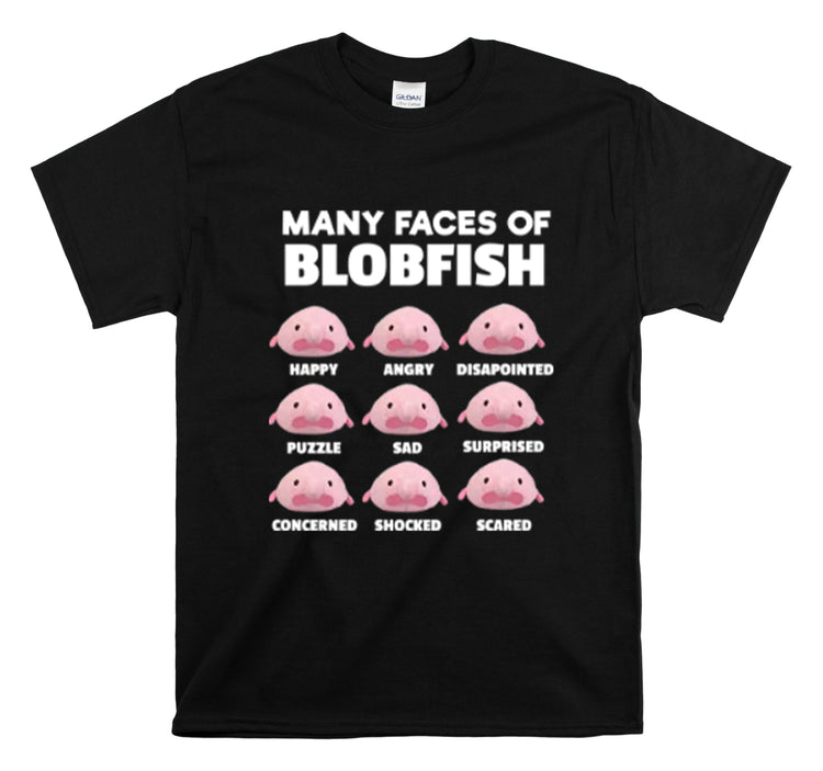 Shirt Funny Many Faces Of Blobfish Ugly Weird creatures viral lovers Humorous Memes T-Shirt Unisex Heavy Cotton Tee