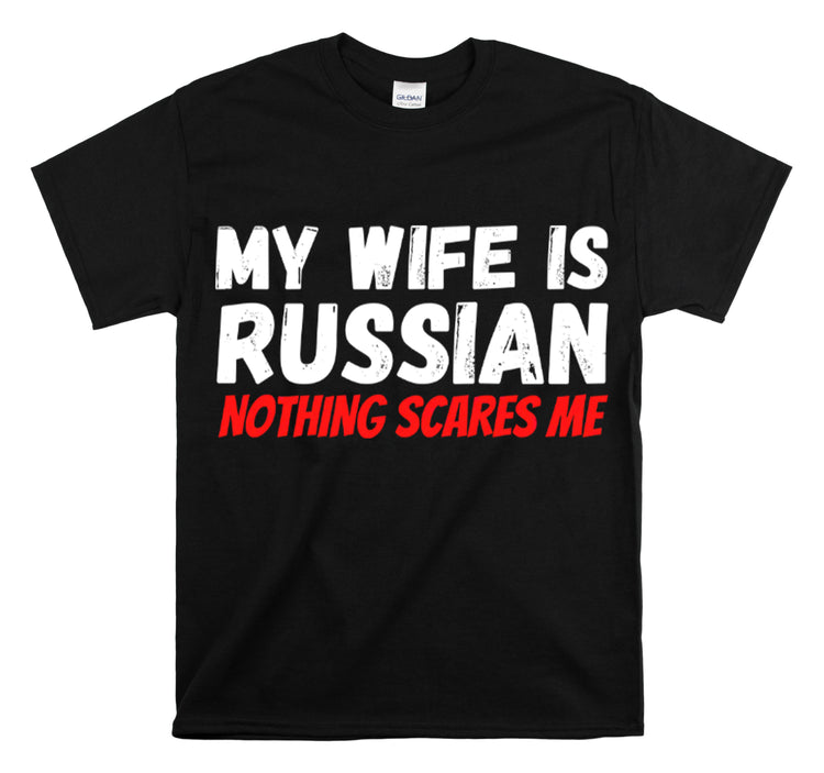 Shirt Funny My Wife's Russian Introvert Sayings Heritage Spouse T-Shirt Unisex Heavy Cotton Tee