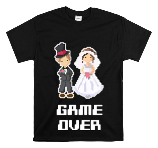 Shirt Funny Game Over Mr And Mrs Just Married Wedding Party Love T-Shirt Unisex Heavy Cotton Tee