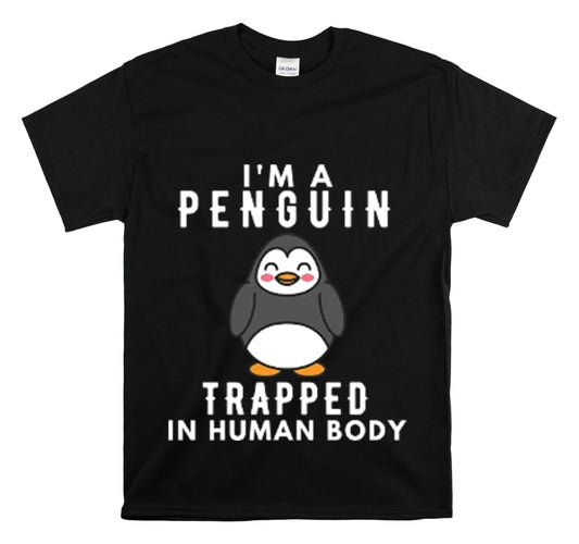 Shirt Funny I'm A Penguins Trapped Introvert Humorous Cute Cartoon Quirky Personality T-Shirt Unisex Heavy Cotton Tee