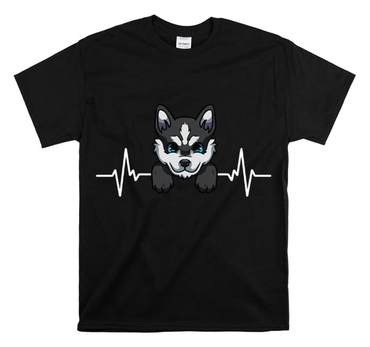 Shirt Funny Siberian Heartbeat Doggo Graphic Dog Whisperer Cute T-Shirt Unisex Heavy Cotton Tee