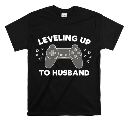 Shirt Funny Leveling Up To Husband Honeymoon Celebratory Hubby T-Shirt Unisex Heavy Cotton Tee