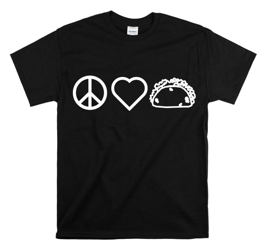 Shirt Funny Peace Love Tacos Mexican Fiesta Food Lover's Gift Humor T-Shirt Unisex Heavy Cotton Tee