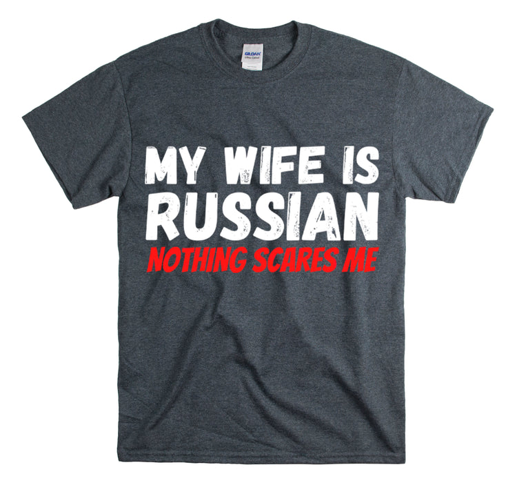 Shirt Funny My Wife's Russian Introvert Sayings Heritage Spouse T-Shirt Unisex Heavy Cotton Tee