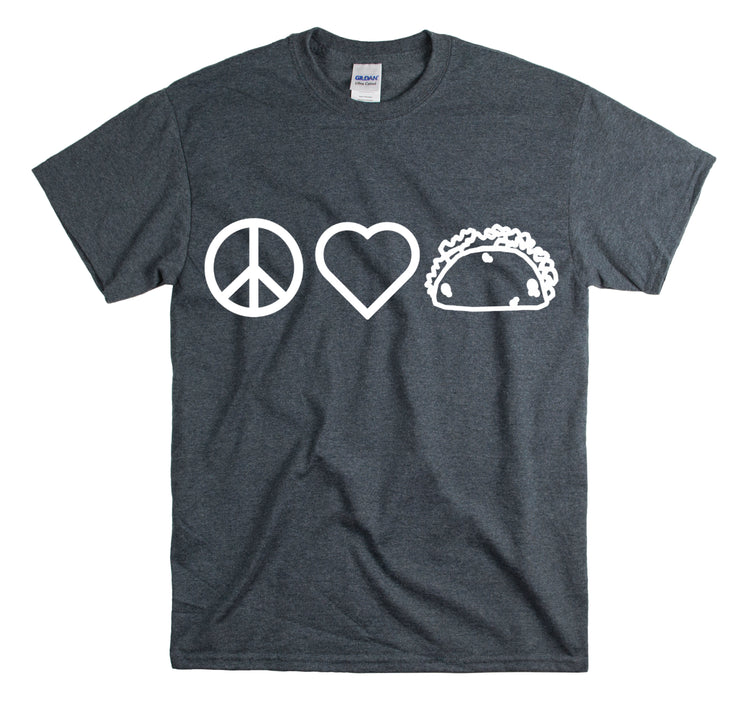 Shirt Funny Peace Love Tacos Mexican Fiesta Food Lover's Gift Humor T-Shirt Unisex Heavy Cotton Tee