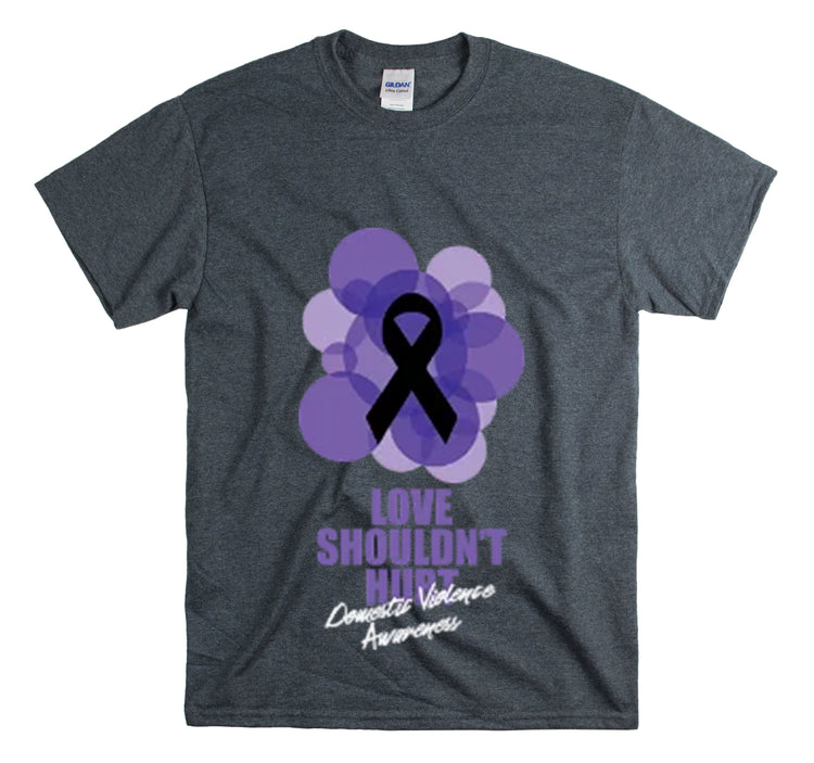 Shirt Funny Love Never Cause Pain Stop Domestic Violence Support Empowerment AwarenessT-Shirt Unisex Heavy Cotton Tee