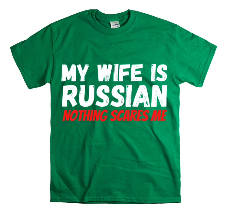 Shirt Funny My Wife's Russian Introvert Sayings Heritage Spouse T-Shirt Unisex Heavy Cotton Tee