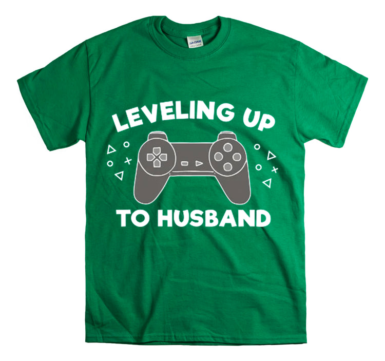 Shirt Funny Leveling Up To Husband Honeymoon Celebratory Hubby T-Shirt Unisex Heavy Cotton Tee