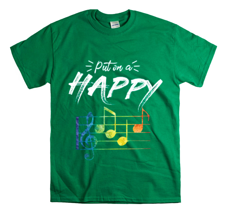 Shirt Funny Put On Smiling Faces Positive Music Lover Musical Instrument Melody Retro T-Shirt Unisex Heavy Cotton Tee