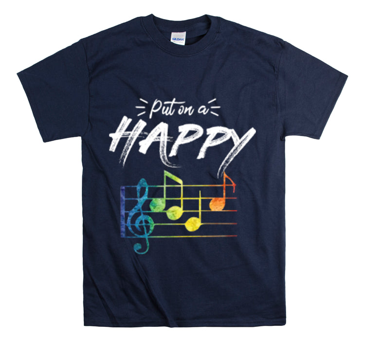 Shirt Funny Put On Smiling Faces Positive Music Lover Musical Instrument Melody Retro T-Shirt Unisex Heavy Cotton Tee