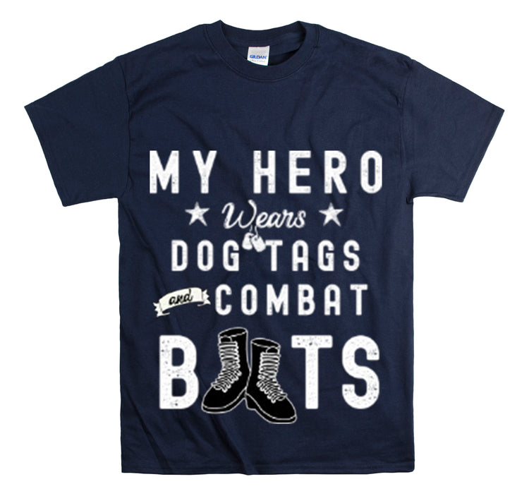 Shirt Funny My Soldier Wears Dog Tag Boots Quote Military Patriotic T-Shirt Unisex Heavy Cotton Tee