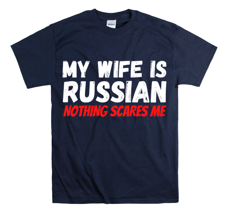 Shirt Funny My Wife's Russian Introvert Sayings Heritage Spouse T-Shirt Unisex Heavy Cotton Tee