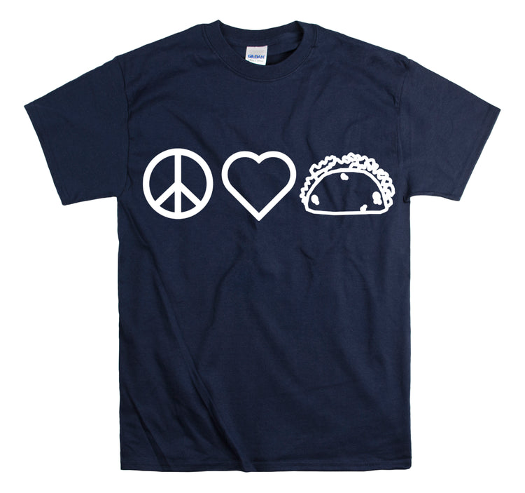 Shirt Funny Peace Love Tacos Mexican Fiesta Food Lover's Gift Humor T-Shirt Unisex Heavy Cotton Tee