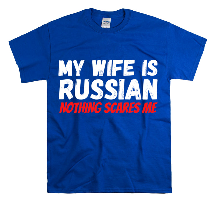 Shirt Funny My Wife's Russian Introvert Sayings Heritage Spouse T-Shirt Unisex Heavy Cotton Tee