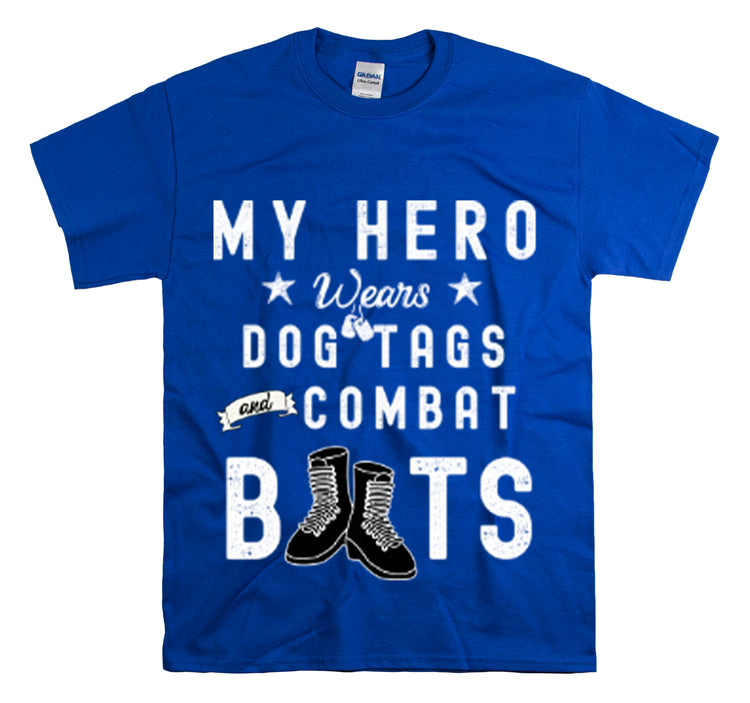 Shirt Funny My Soldier Wears Dog Tag Boots Quote Military Patriotic T-Shirt Unisex Heavy Cotton Tee