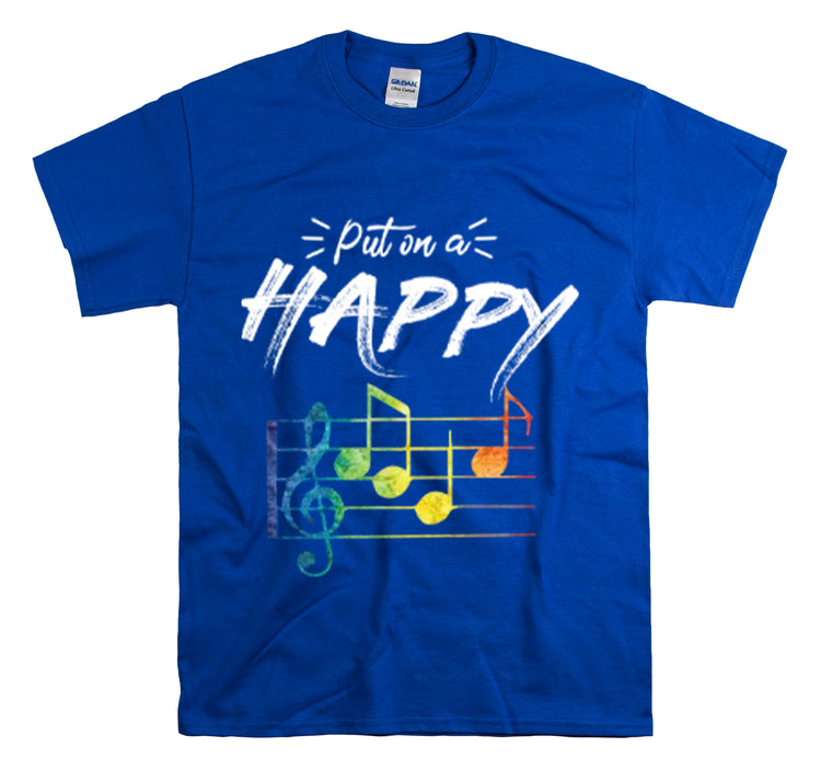 Shirt Funny Put On Smiling Faces Positive Music Lover Musical Instrument Melody Retro T-Shirt Unisex Heavy Cotton Tee