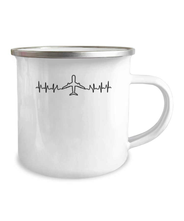 Camper Mug 12oz Camper Mug 12oz Funny Heartbeat Graphic Flying Airplane Men Women Hobby Novelty Husband Aviation Aircraft School Dad Son