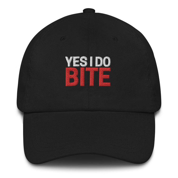 Dad hat Funny Saying Yes I Do Bite Cap Headwear Statement Embroidered Accessory Dad Husband