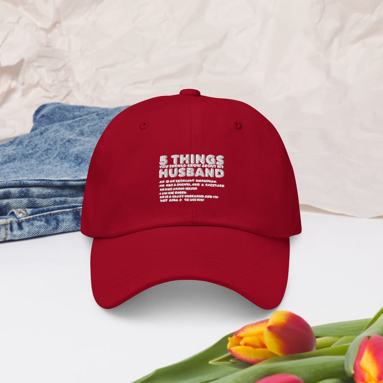 Dad hat Hilarious Five Thing Should Know Pun Husband Humorous Comical Spouse Man