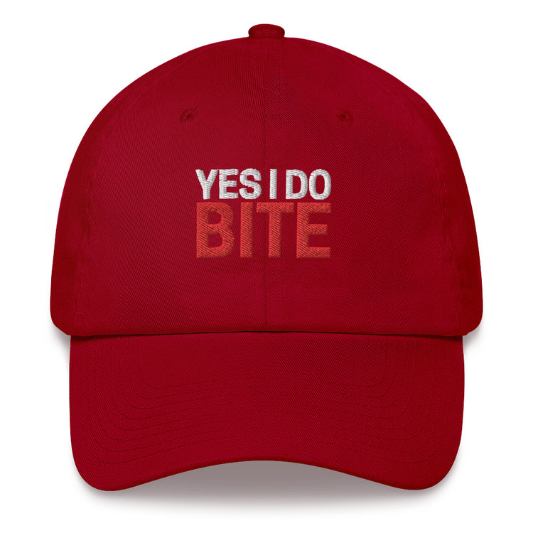 Dad hat Funny Saying Yes I Do Bite Cap Headwear Statement Embroidered Accessory Dad Husband