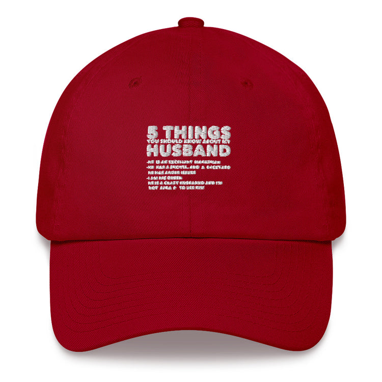 Dad hat Hilarious Five Thing Should Know Pun Husband Humorous Comical Spouse Man