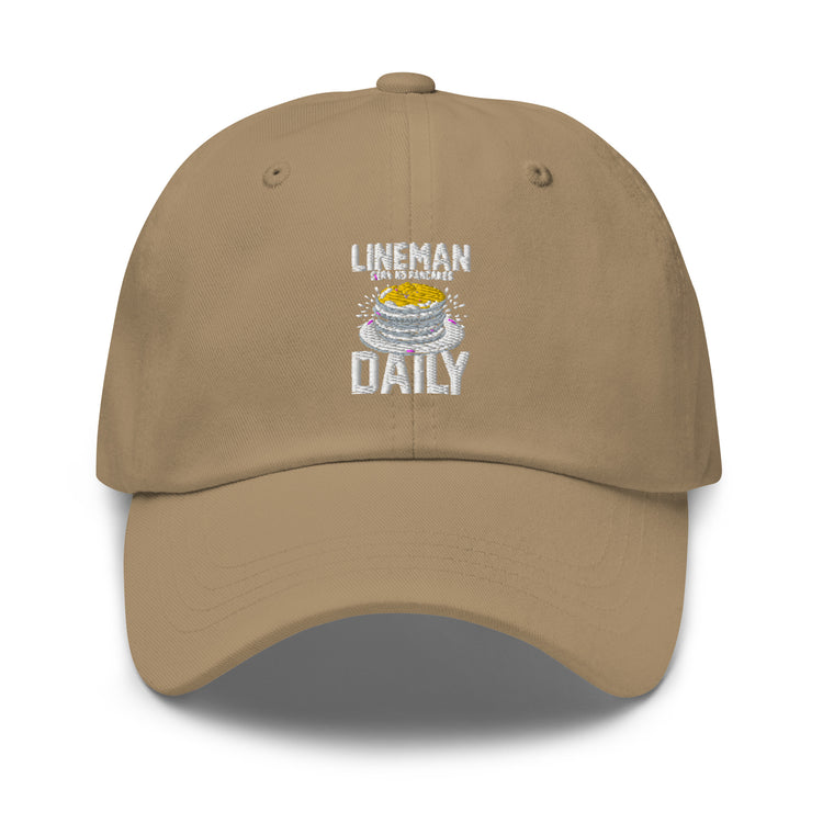 Dad hat  Humorous Lineman Serving Pancakes Fan Hotcake Linesmen Electrician Wireman Technician