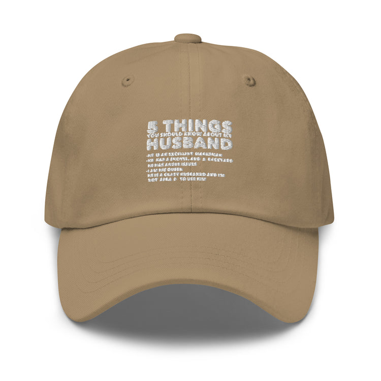 Dad hat Hilarious Five Thing Should Know Pun Husband Humorous Comical Spouse Man