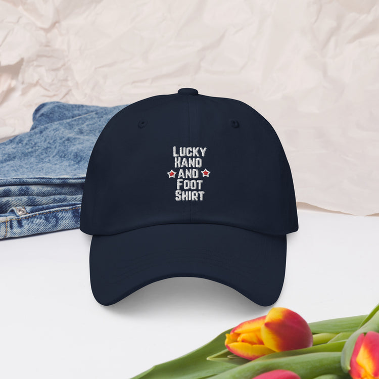 Dad hat Hilarious Luck Hand And Foot Outfit Poker Gambler Wager Risks Taker Betting Lover