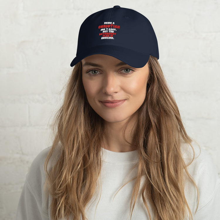 Dad hat Novelty Christianity Isn't Easy But Retirement Plan Amazing Stopping Working