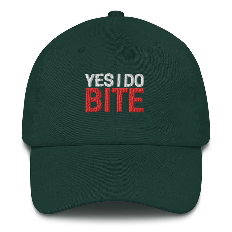 Dad hat Funny Saying Yes I Do Bite Cap Headwear Statement Embroidered Accessory Dad Husband