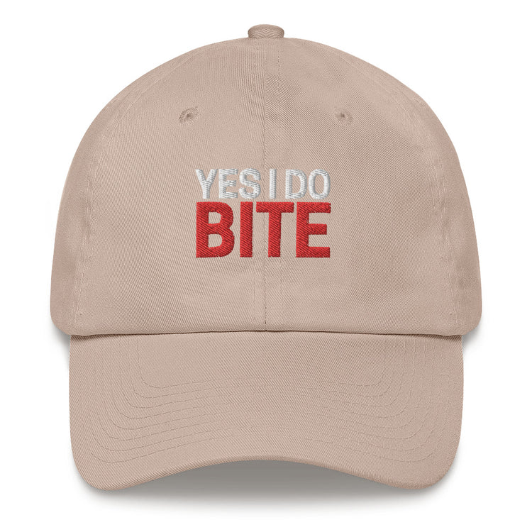 Dad hat Funny Saying Yes I Do Bite Cap Headwear Statement Embroidered Accessory Dad Husband