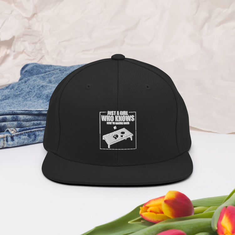 Snapback Hat Hilarious Just A Girl Who Knows How To Handle Bags Funny Tossing Leisure Competition