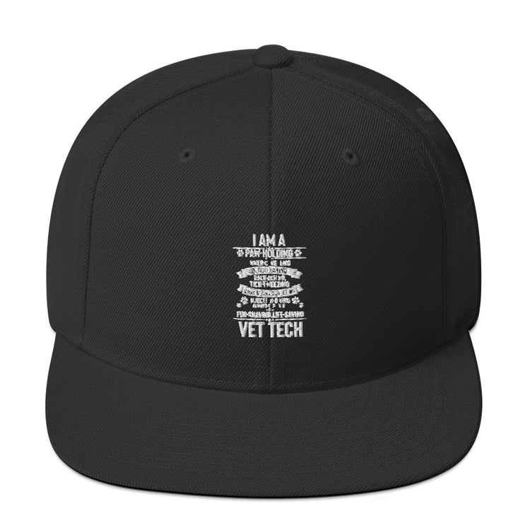 Snapback Hat Hilarious Vet Tech Veterinary Physician Practitioner Dog Fur Doctor Medic Medical Staff Enthusiast