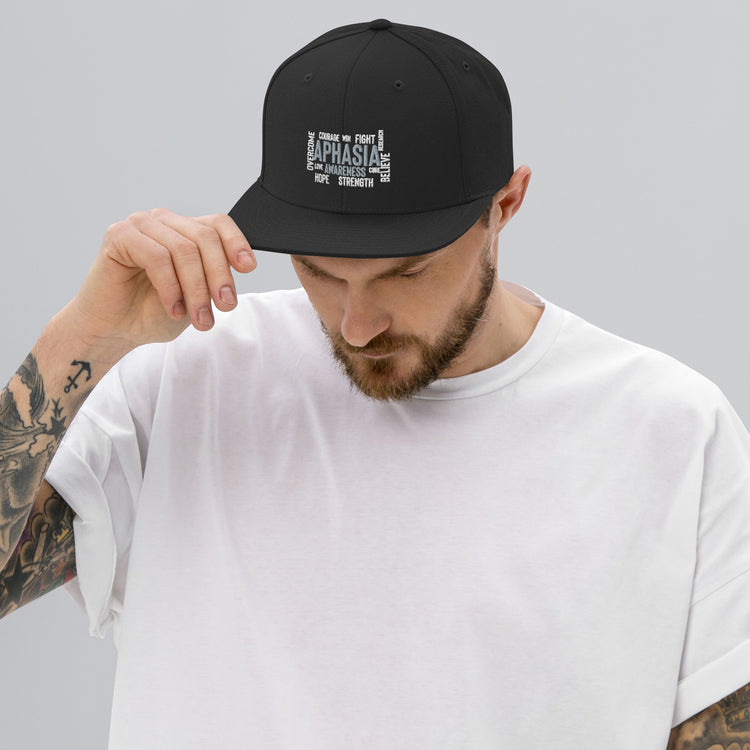 Snapback Hat  Novelty Aphasia Awareness Dysarthria Believer Overcomer Silent Brain Disease