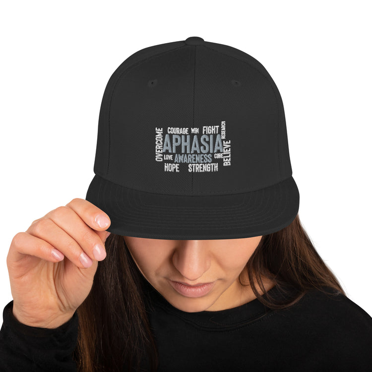 Snapback Hat  Novelty Aphasia Awareness Dysarthria Believer Overcomer Silent Brain Disease