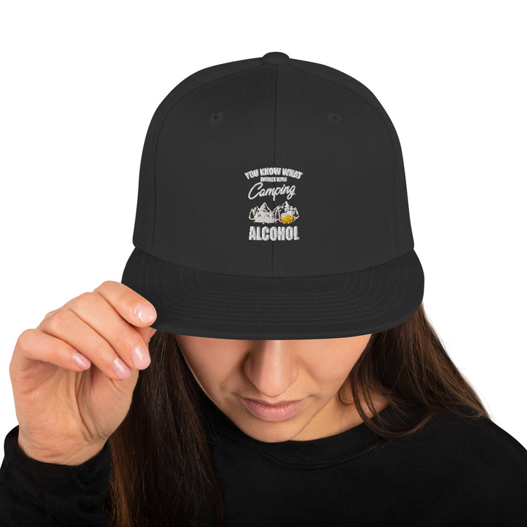 Snapback Hat Novelty Know Rhymes With Camping Alcohol Drinking Campsite Alcoholic Beverage Fan