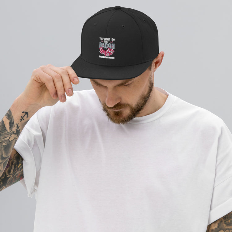 Snapback Hat Hilarious Bacon Meats Pork Gammon Smoked Pancetta Smoking Porkbellies Eating